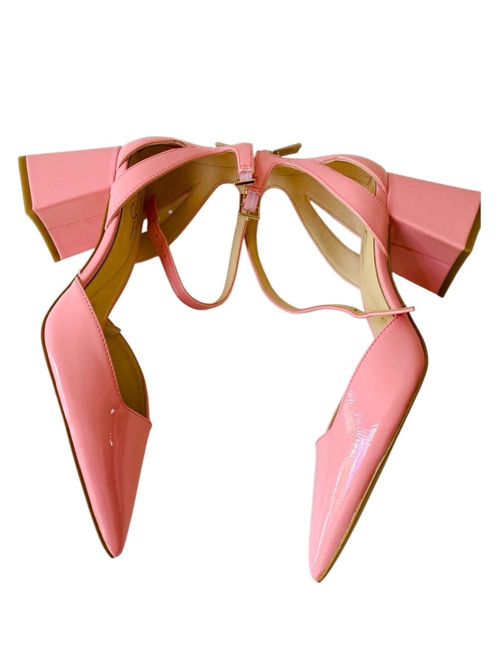 Jessica Simpson Women's Block Heel Pink Patent Pointed Toe Sz 8.5 Barbiecore